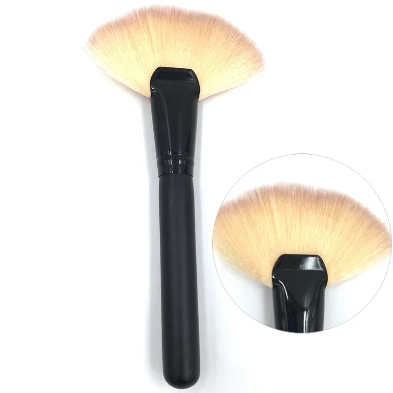 Large Fan Makeup Brush - Powder Blush Foundation Highlighter Cosmetic Tool
