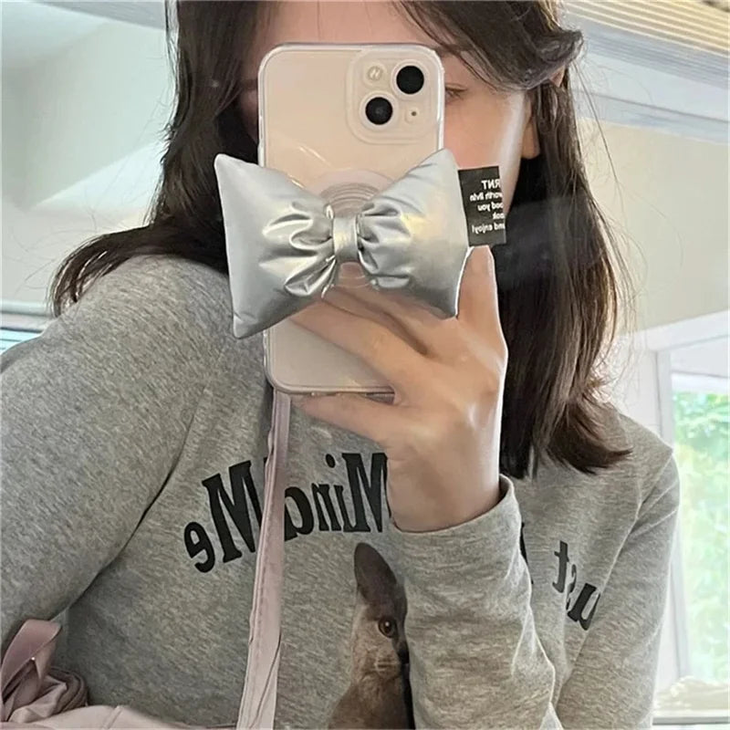 Cute Magnetic Phone Grip Ring with Bowknot for iPhone, Magsafe Stand & Support