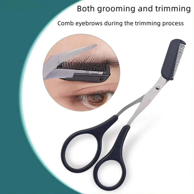 Eyebrow Trimmer Scissors with Comb - Facial Hair Grooming & Shaping Tool