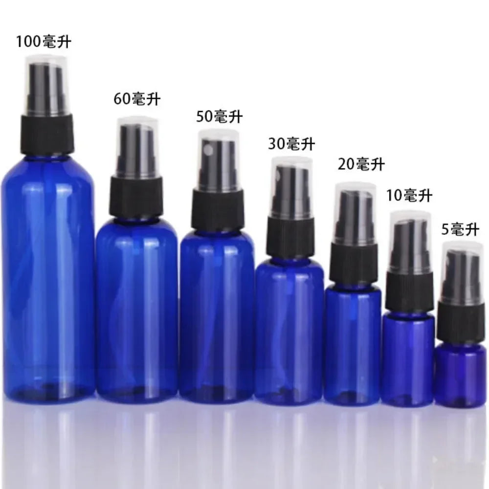 50PCS Refillable Travel Size Blue Plastic Fine Mist Spray Bottles for Liquids