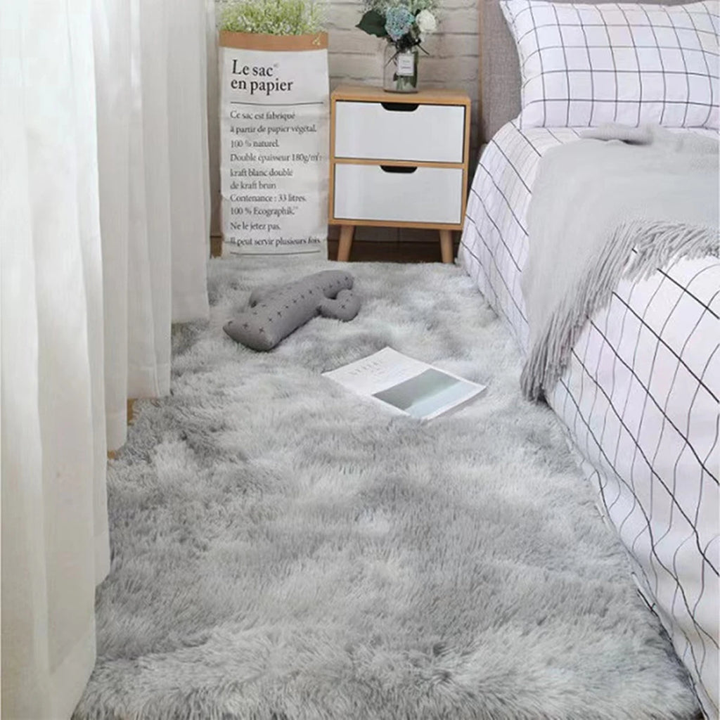 Fluffy Non-Slip Tie-Dyed Area Rug for Bedroom & Living Room - Plush Shag Carpet