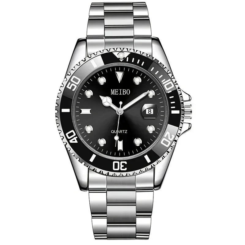 Men's Luxury Waterproof Automatic Luminous Watch with Silver Stainless Steel Bezel