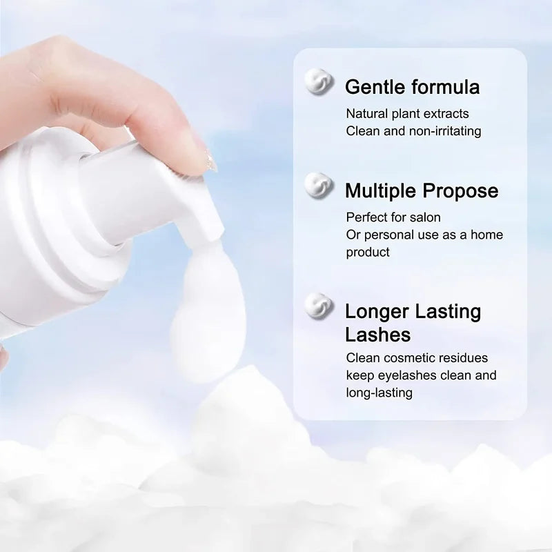 Eyelash Extension Foam Cleanser Kit with Brush - 50ML Makeup Removal & Lash Care