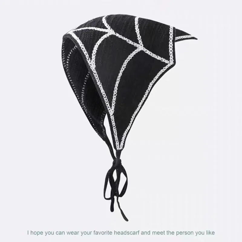 Halloween Bat Headscarf Hat for Women & Girls Knit Cotton Triangle Headgear