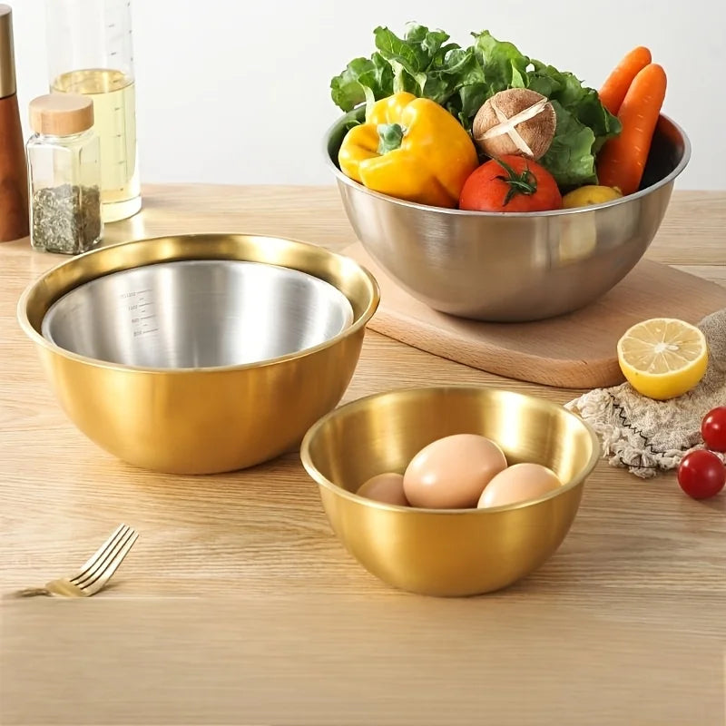 Stainless Steel Mixing Bowls Set - Large Salad & Dough Bowls for Kitchen