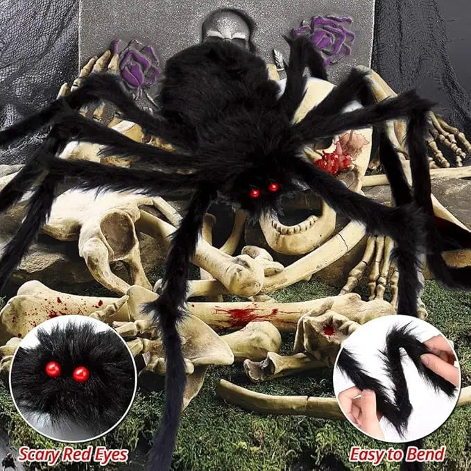 Giant Black Spider Halloween Outdoor Decoration Props for Haunted House & Party