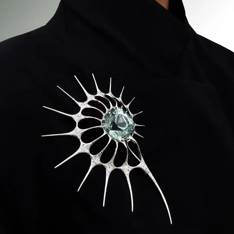 Luxury Irregular Spiky Rhinestone Brooch - Gothic Statement Pin for Clothes & Bags