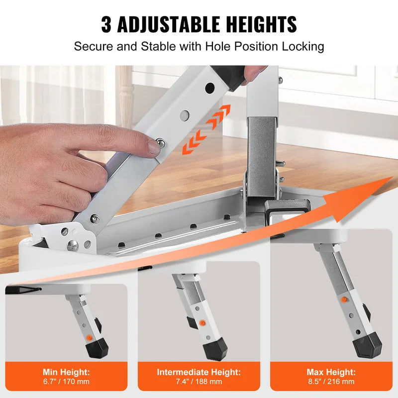Heavy Duty Adjustable Step Stool - 330 lbs Capacity Non Slip Folding Ladder for Home and Office