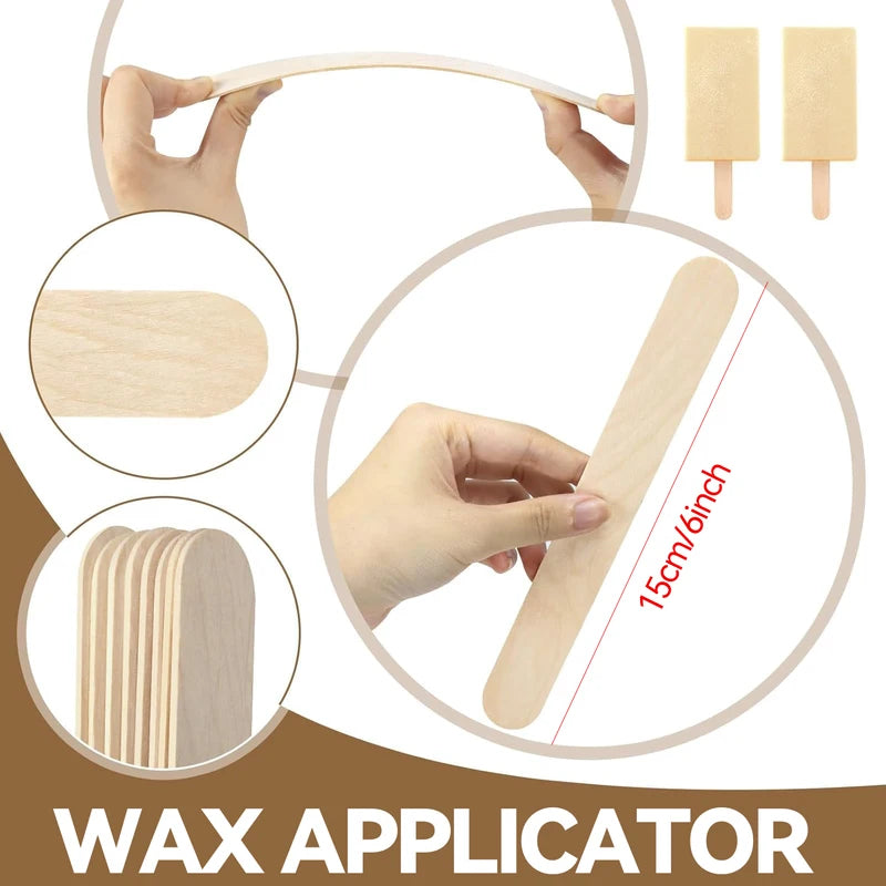 Disposable Wooden Waxing Sticks 15cm 10Pcs Multi-Purpose Wax Applicators for Hair Removal