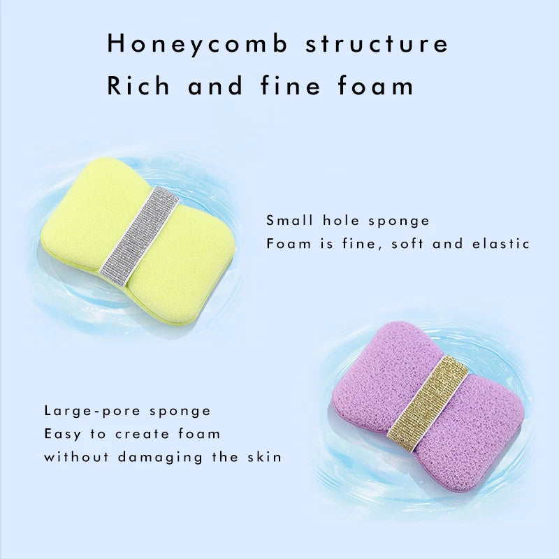 Bath Cleansing Foam Sponge Bag Set - Exfoliating Loofah Pouch for Body
