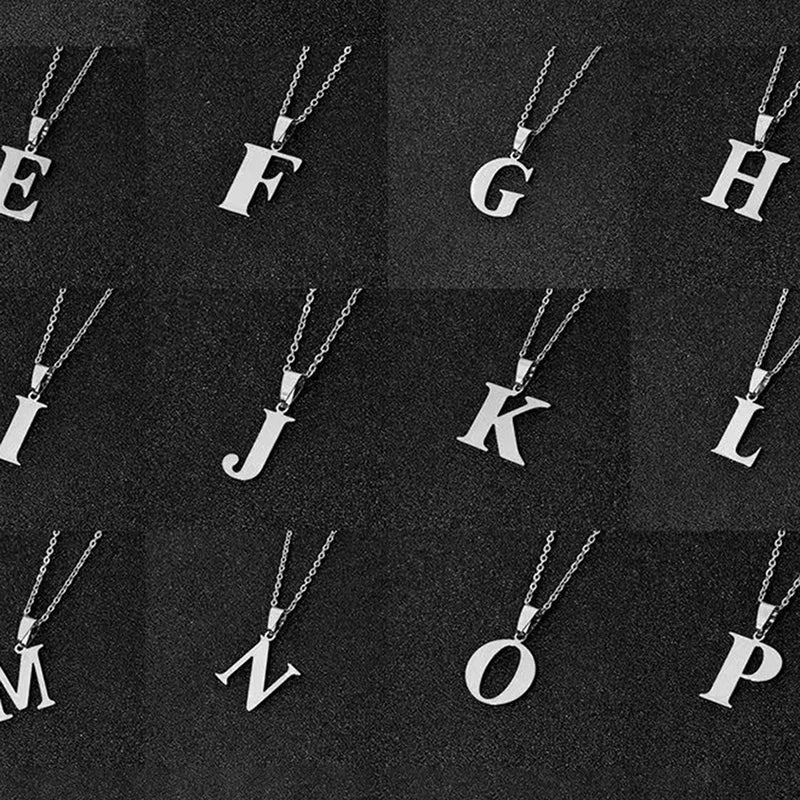Stainless Steel Alphabet Necklace Initial Pendant for Men Women Jewelry Gift