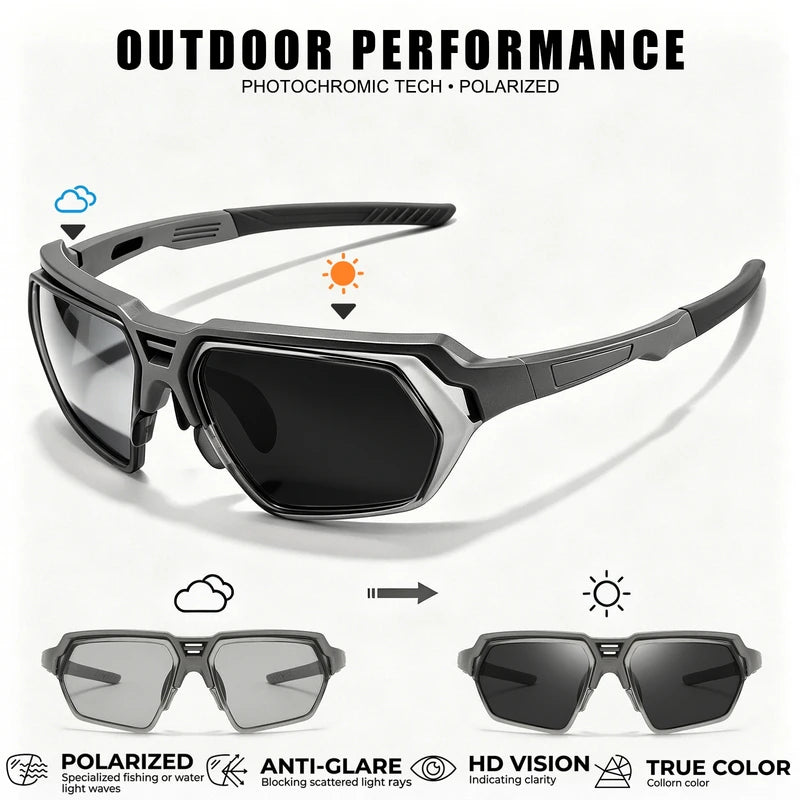 Men's Photochromic Polarized Sunglasses - UV400 Outdoor Sports Eyewear