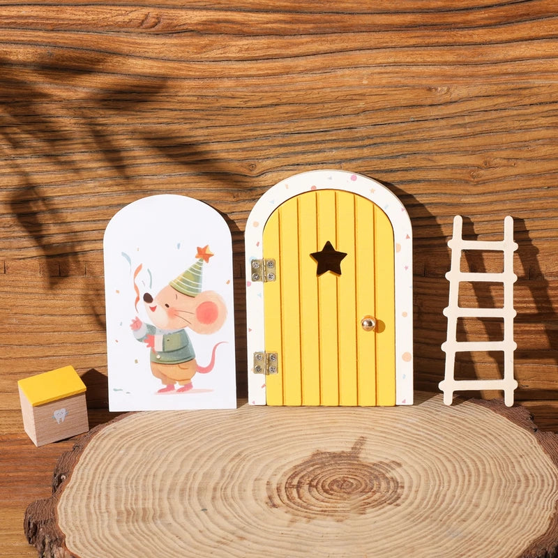 Wooden Fairy Elf Dollhouse Door Decorations - Miniature Craft Wall Ornaments