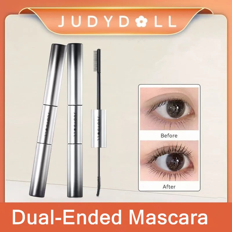 Waterproof Volumizing Curling Mascara with Fiber Brush - Clump-Free 2-in-1 Eyelash Enhancer