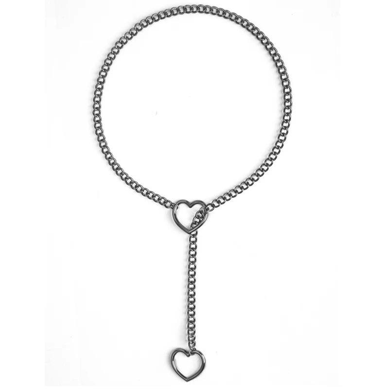 Heart Slip Chain Necklace for Women Punk Rock Goth Jewelry Accessories