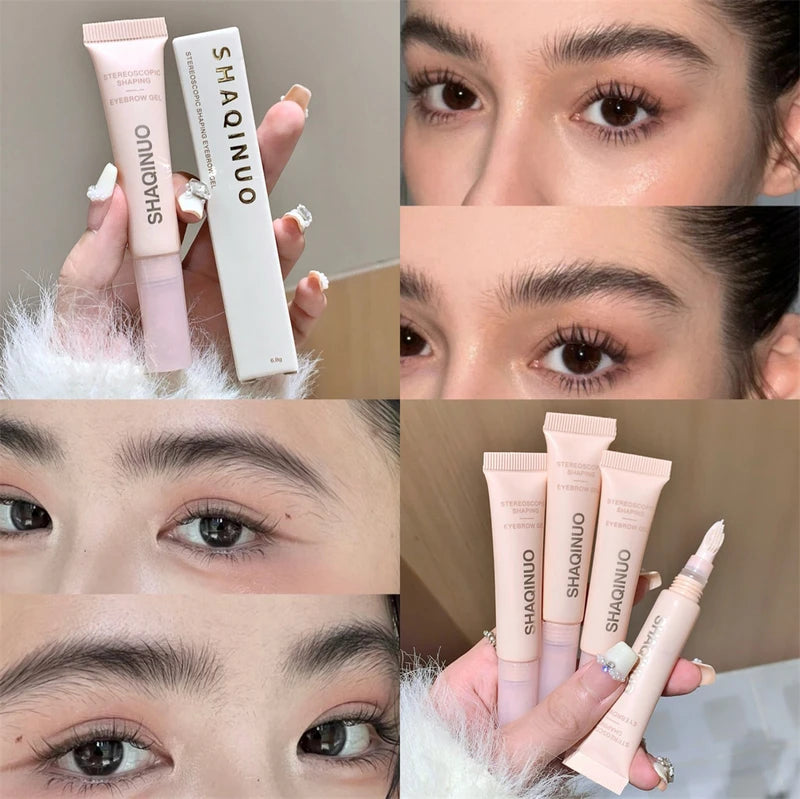 Waterproof 3D Brow Gel - Smudge-Proof Eyebrow Styling & Shaping with Silicone Brush