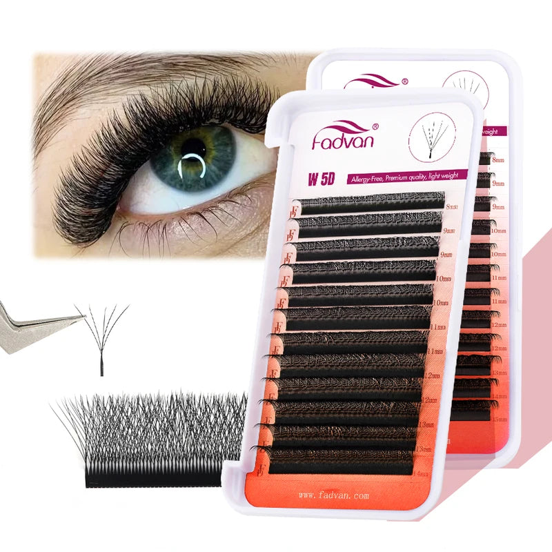 Eyelash Extension W-Shape Fans 0.07mm for Professional Natural Look - 10 Pcs
