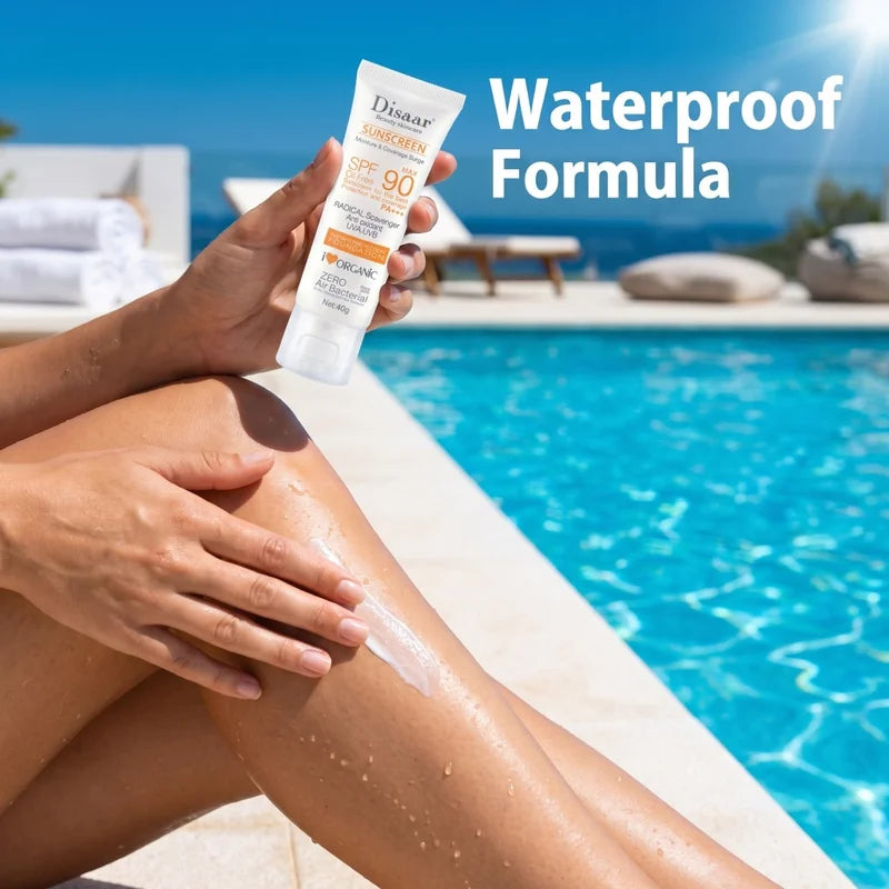 SPF90 PA+++ Oil-Free Sunscreen Cream with Organic Antioxidants & Light Coverage