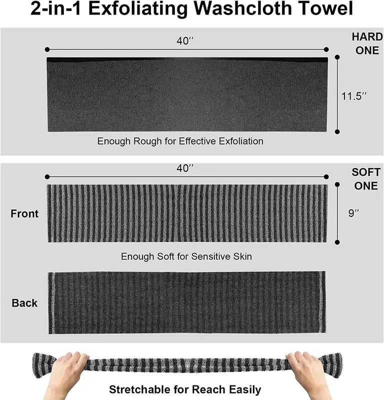 Exfoliating Body Wash Cloth Towel Bath Scrubber Full Body Exfoliator