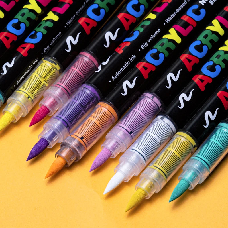 16 Colors Liquid Acrylic Paint Pen Set for Rock Stone Glass Fabric Ceramic Craft