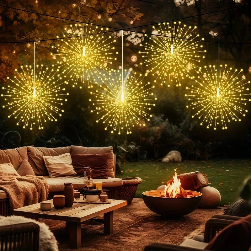 Hanging Solar Firework String Lights Outdoor Garden Yard Decor 8 Modes