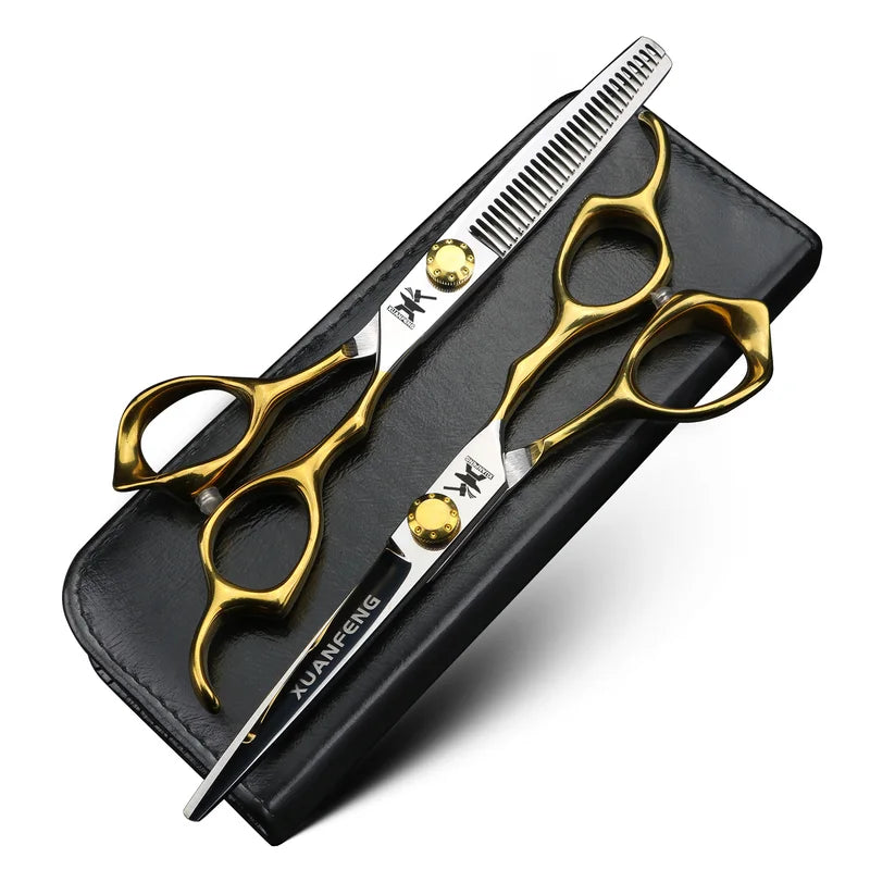Professional 6-Inch Hair Cutting Scissors and Thinning Shears Set - Steel Hairdresser Tools