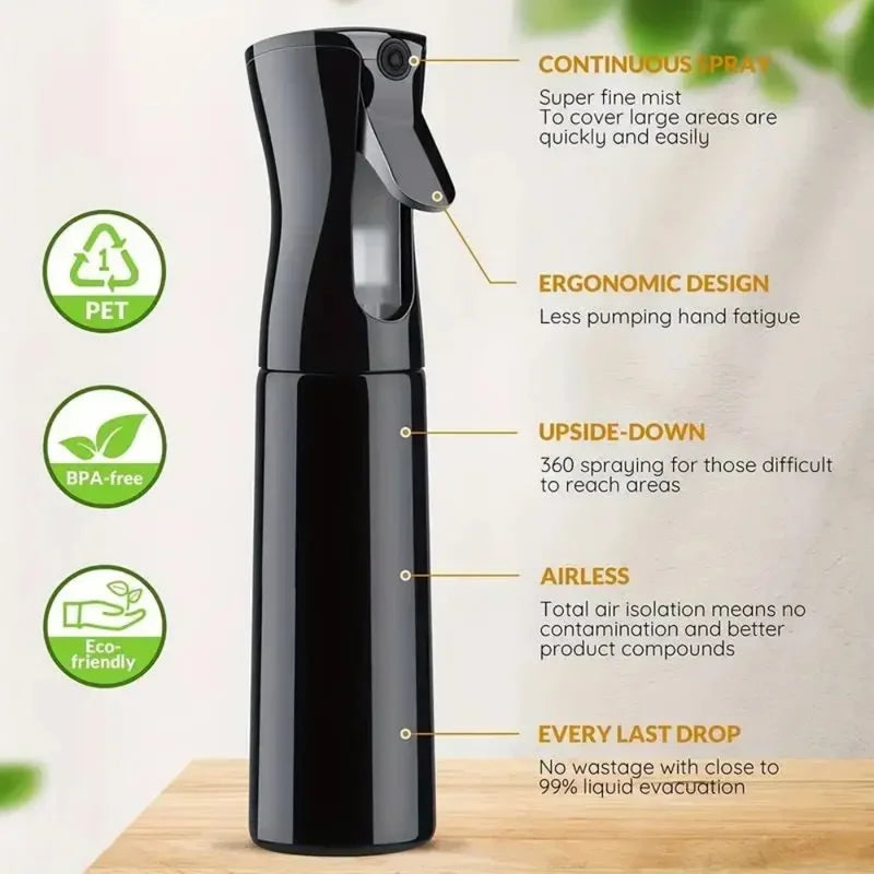 Reusable Fine Mist Spray Bottle for Hair Styling & Cleaning 360° Upside Down