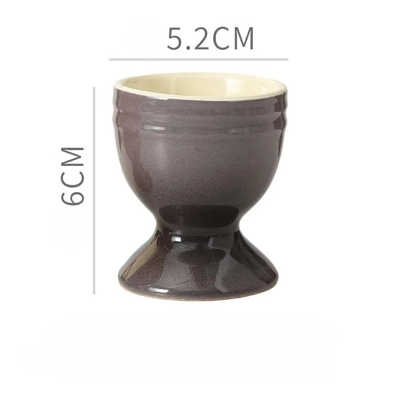 Colorful Gradient Ceramic Egg Cup - Creative Circular Small Egg Holder for Kitchen & Home