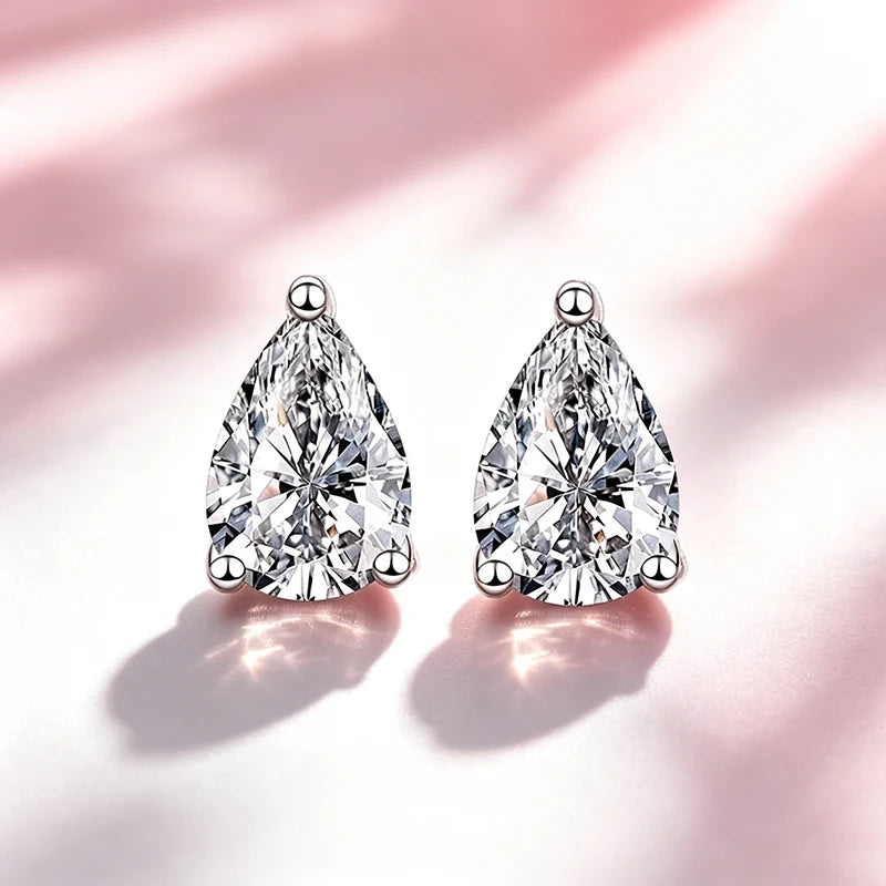Oval Cut Moissanite Earrings 0.5-2.0ct in Silver with GRA Certificate Wedding Jewelry