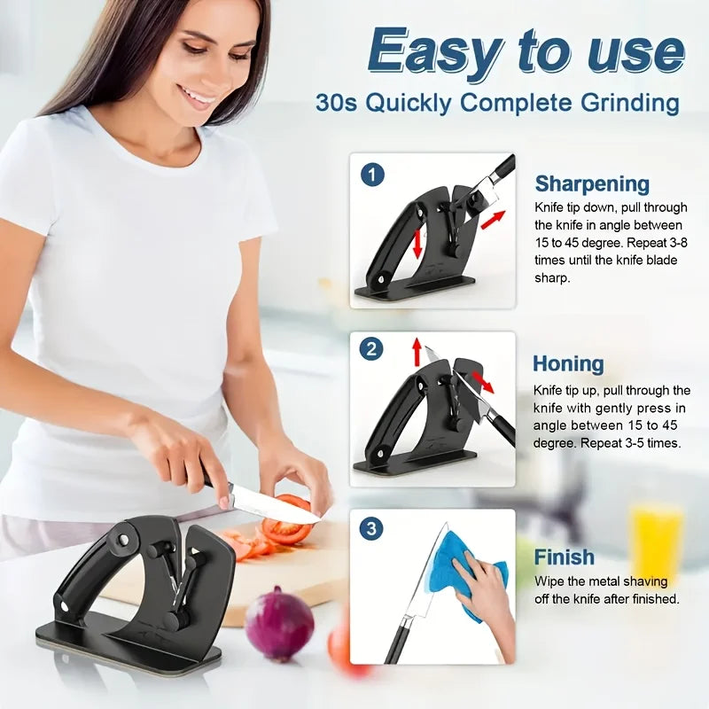 Manual Knife Sharpener for Kitchen, Compact & Durable Sharpening System