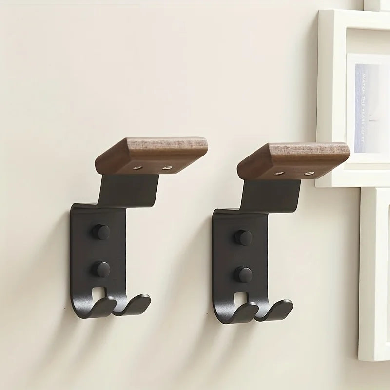 Motorcycle Helmet Wall Mount Holder Solid Wood & Steel Helmet Hanger
