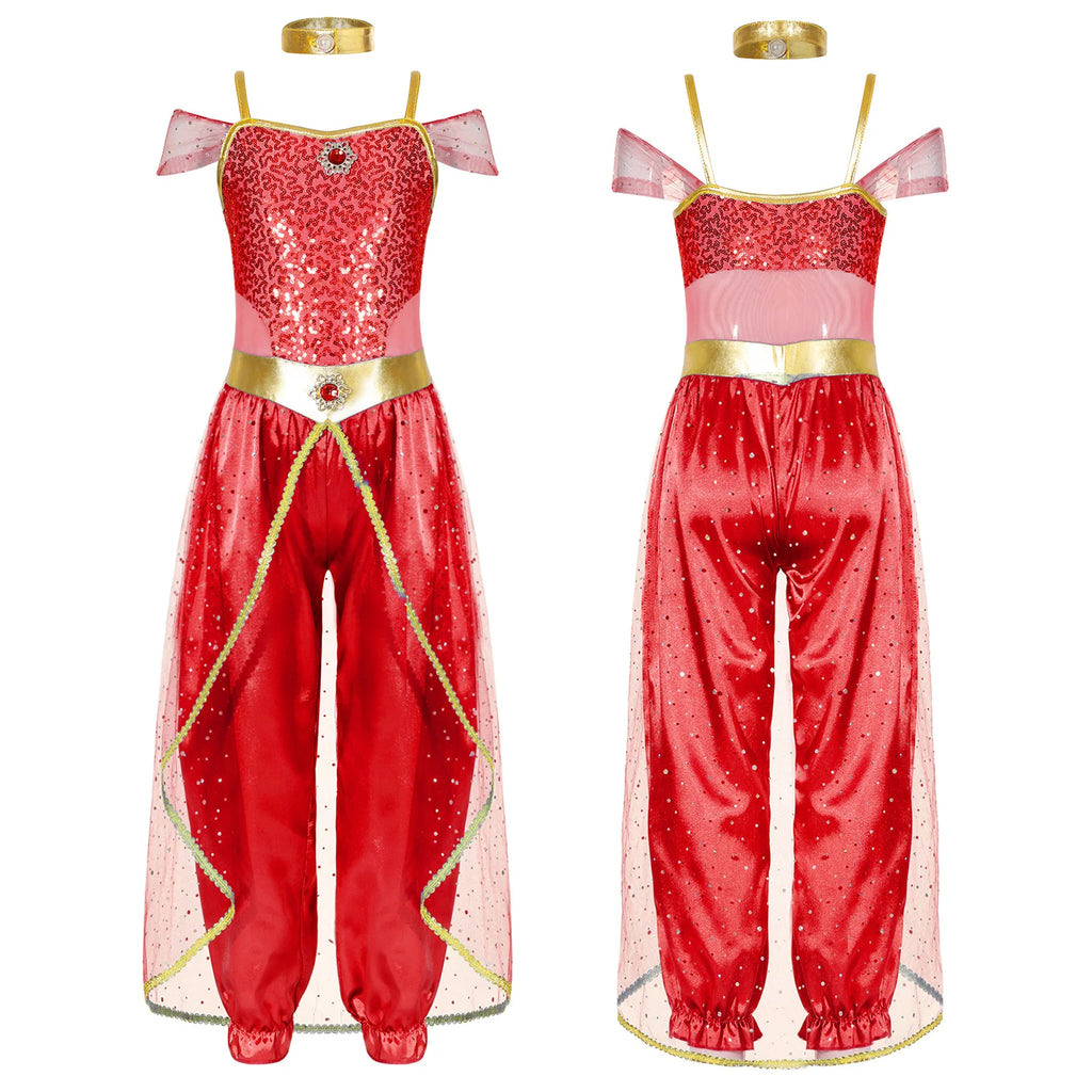 Kids Girls Halloween Arabian Princess Costume Set for Stage & Party