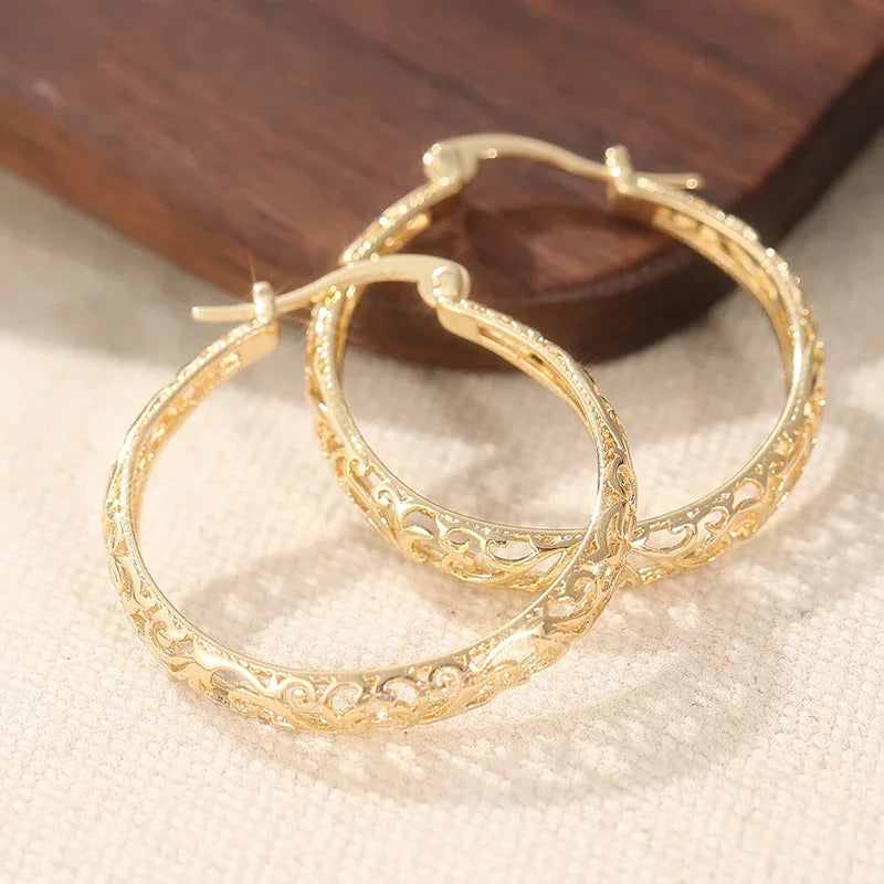 Vintage Hollow Hoop Earrings for Women Jewelry Accessory