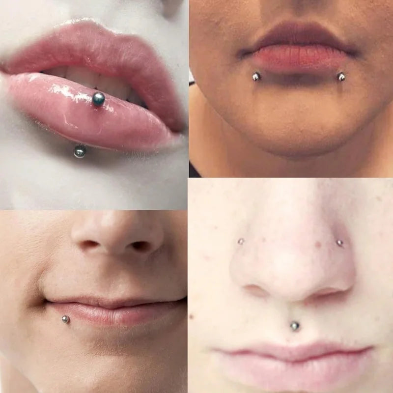Fake Facial Piercing Stick-On Eyebrow Lip Nose Jewelry Non-Piercing Face Accessories