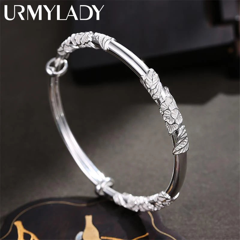 Sterling Silver Flower Bracelets for Women - Adjustable Wedding Jewelry