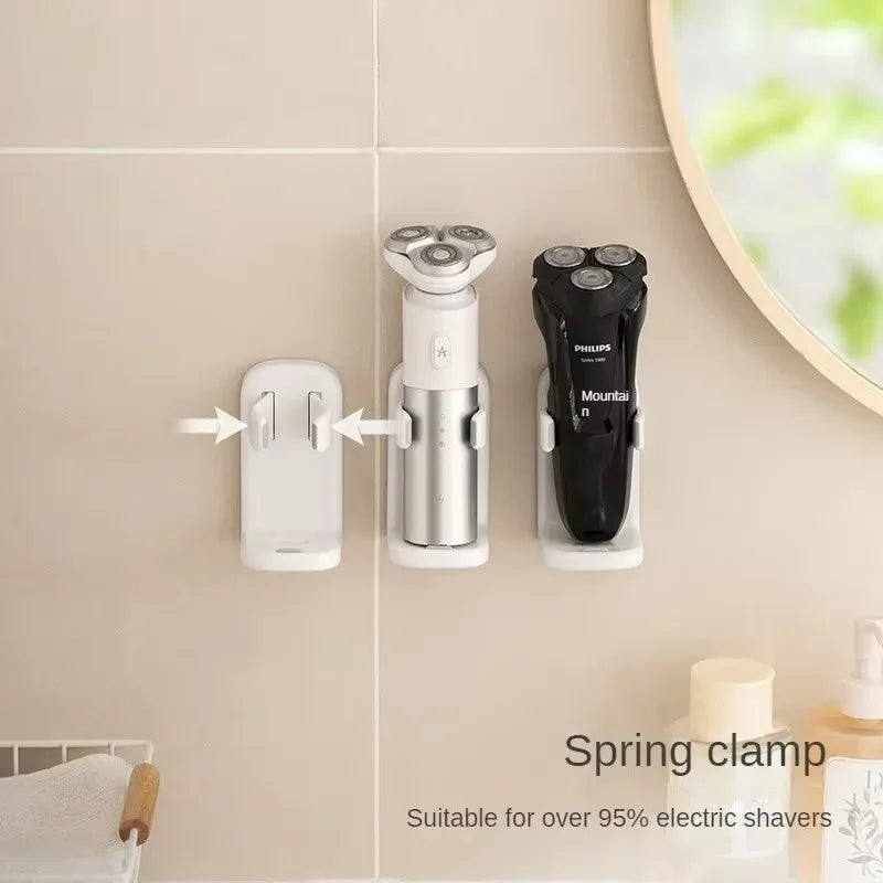 White Electric Razor Holder Wall Mount Storage Rack Non-Punching Durable Space Saver