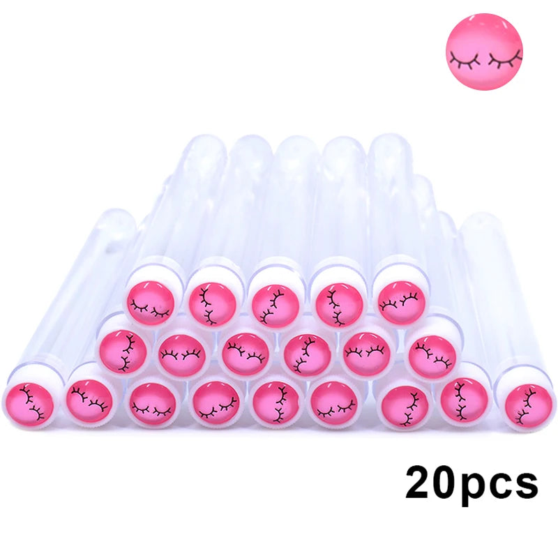 20Pcs Dust-Proof Reusable Eyelash Brush Tube Set with Replaceable Mascara Wands