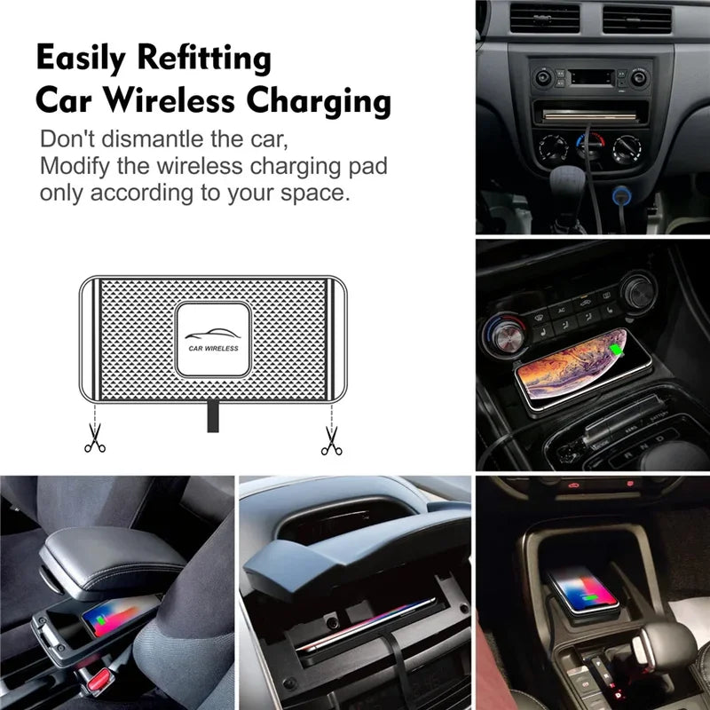 Wireless Car Charger Silicone Pad Stand for iPhone, Samsung, Xiaomi & Huawei