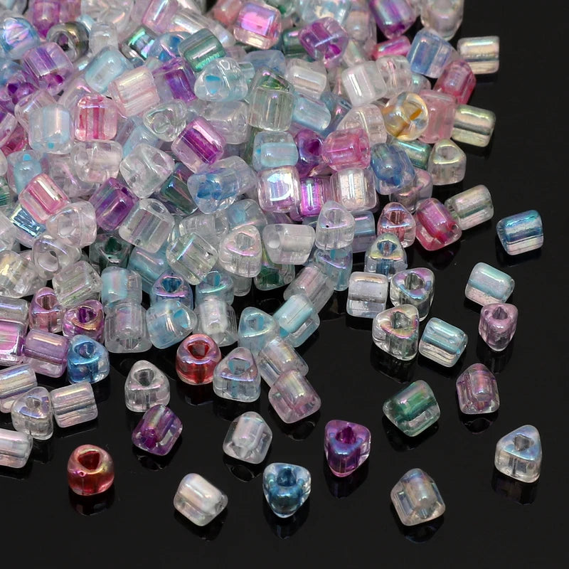 840pcs 4mm Colorful Glass Triangle Beads for Jewelry Making - DIY Craft Supplies