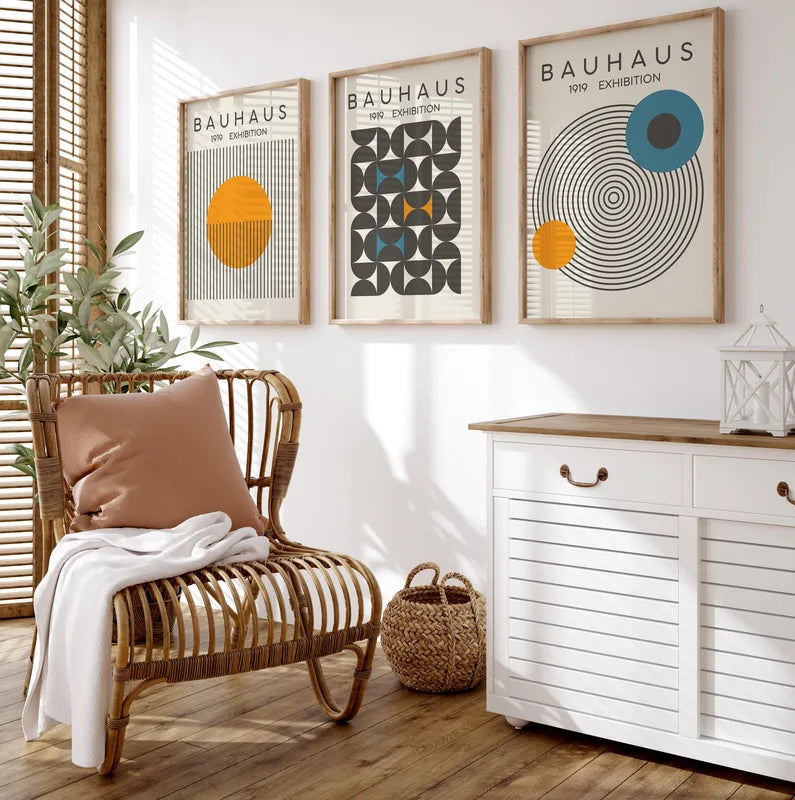 Abstract Geometric Canvas Wall Art - Modern Mid-Century Home Decor