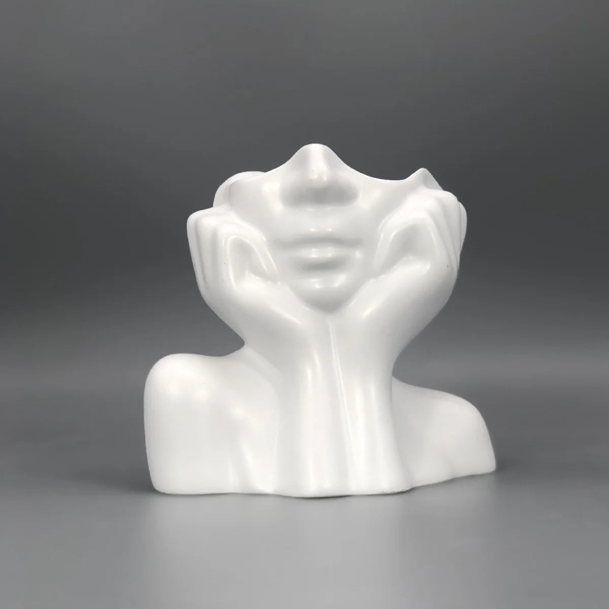 Human Face Makeup Brush Holder Desktop Organizer Vase for Cosmetics & Eyebrow Pencils