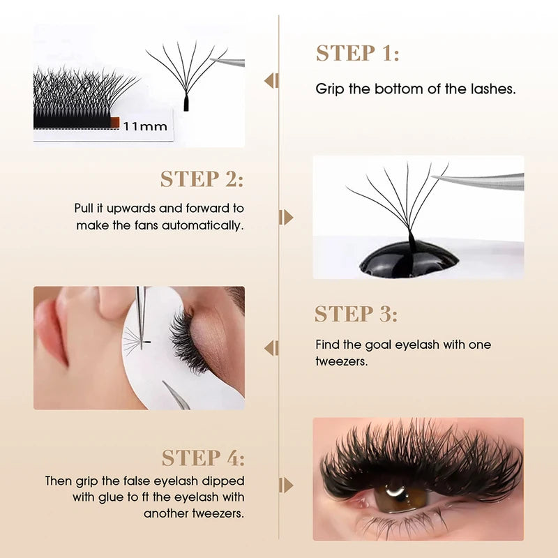 Wholesale False Eyelash Bundles - Wispy Handmade Premade Volume Fans, Waterproof, 0.07mm Thick