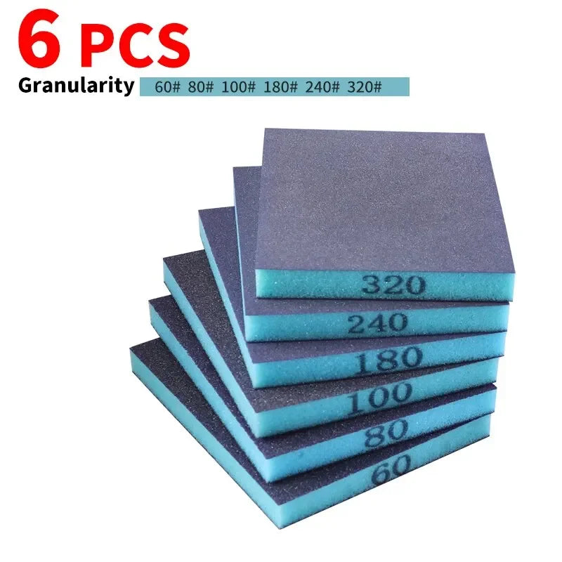 Sanding Sponges 6-Piece Set 60-320 Grit Washable Reusable Wet Dry Abrasive Blocks for Metal Wood Polishing