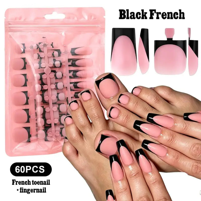 60Pcs Press-On Toe Nails Full Cover Artificial Fake Nail Tips for Women Menicure