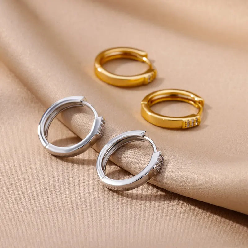 Hoop Earrings for Women Cubic Zirconia Luxury Gold & Silver Jewelry