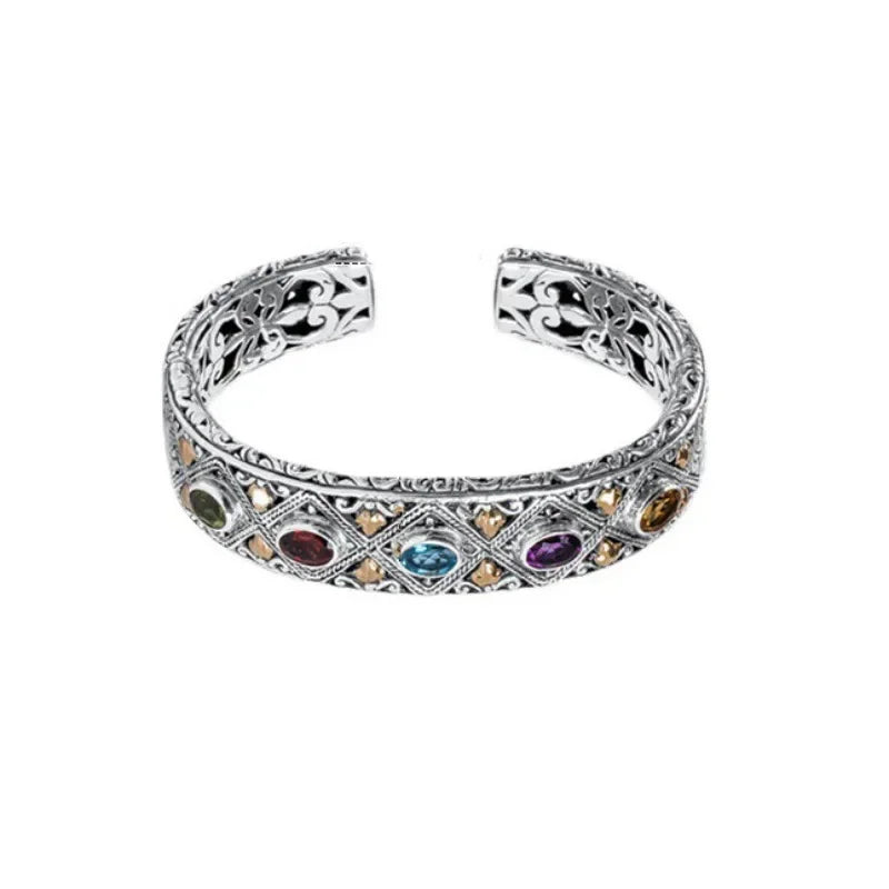 Silver Gemstone Bracelet for Women Wedding Jewelry Gift for Girlfriend