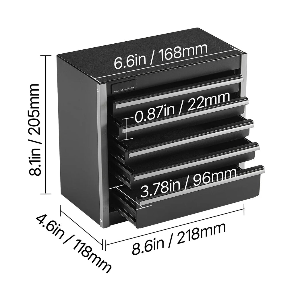 Mini Metal Tool Box with 5 Drawers - Portable Small Storage Chest for Workshop, Garage, Office, and Home