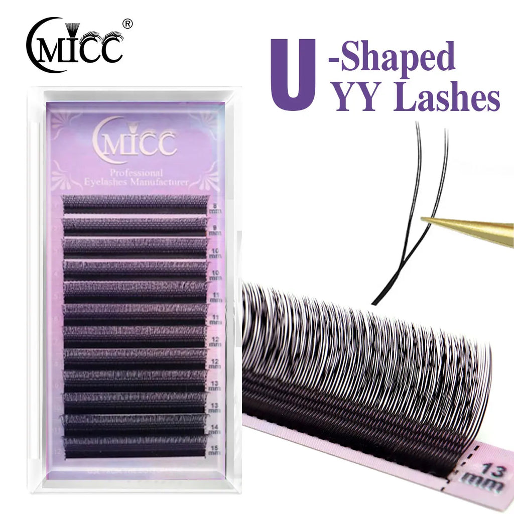 U-Shaped YY Double Tip 2D Volume False Eyelash Extensions - Lightweight & Soft