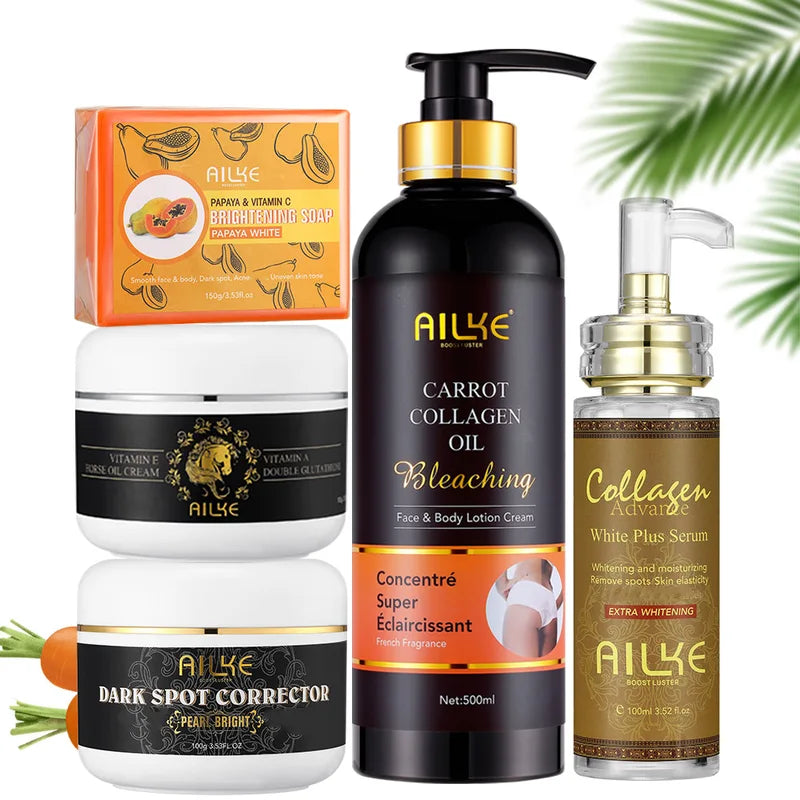 Whitening Skin Care Set with Dark Spot Corrector and Moisturizer - Collagen & Natural Ingredients