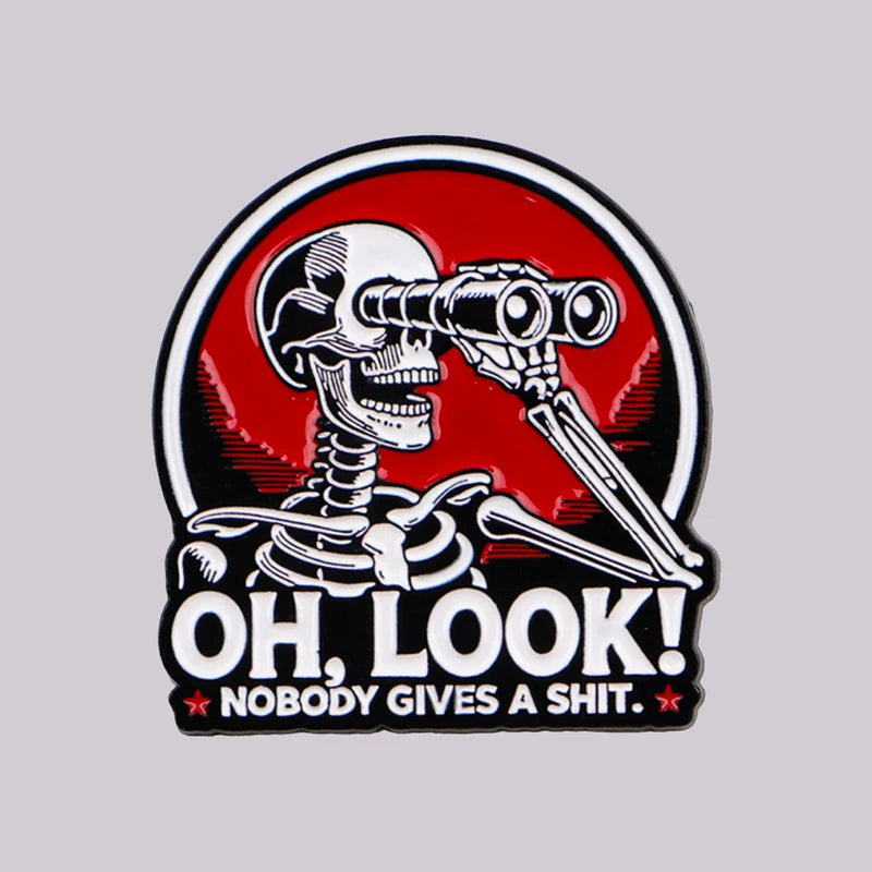 Skeleton Enamel Pin Brooch - Funny Sarcastic Jewelry Accessory for Clothing and Bags